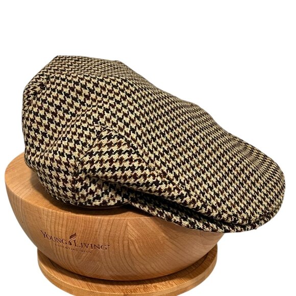 Vintage Schuman Sullivan Newsboy Cap 100% Pure Wool Medium Houndstooth Pattern M - Picture 1 of 5